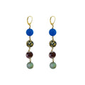 Blue Aventurine, Dalmatian Jasper, Mookaite and Sesame Jasper Yellow gold vermeil or 18k gold earrings | by nlanlaVictory - Cityz Atelier lumiere