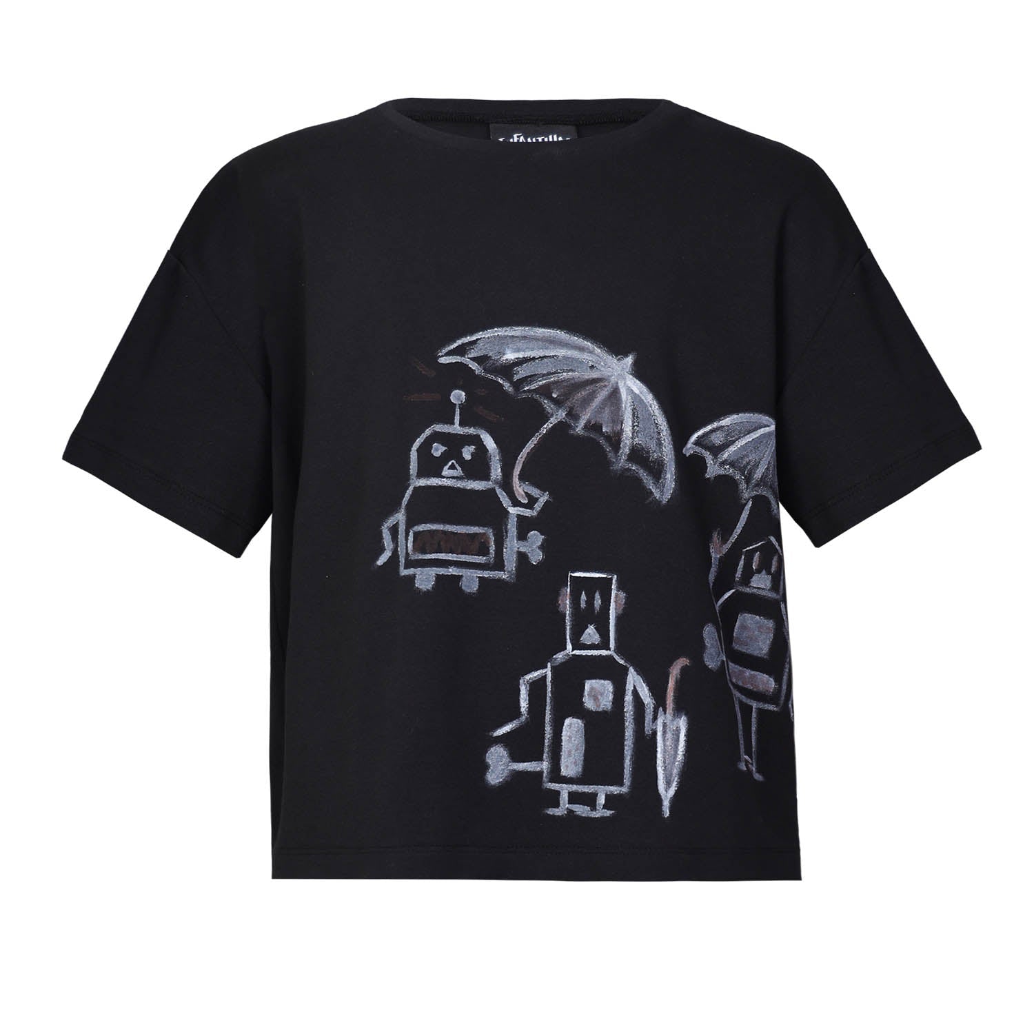 Hand-Painted Oversized Black T Shirt for Kids - Cityz Atelier lumiere