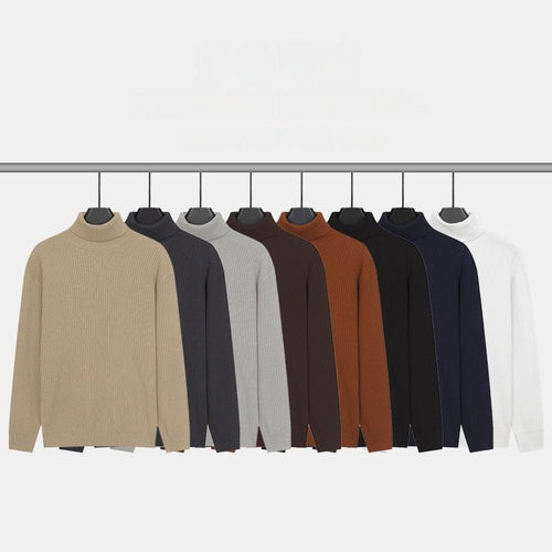 Mens Turtleneck Knitted Solid-Color Sweater - Cityz Atelier lumiere