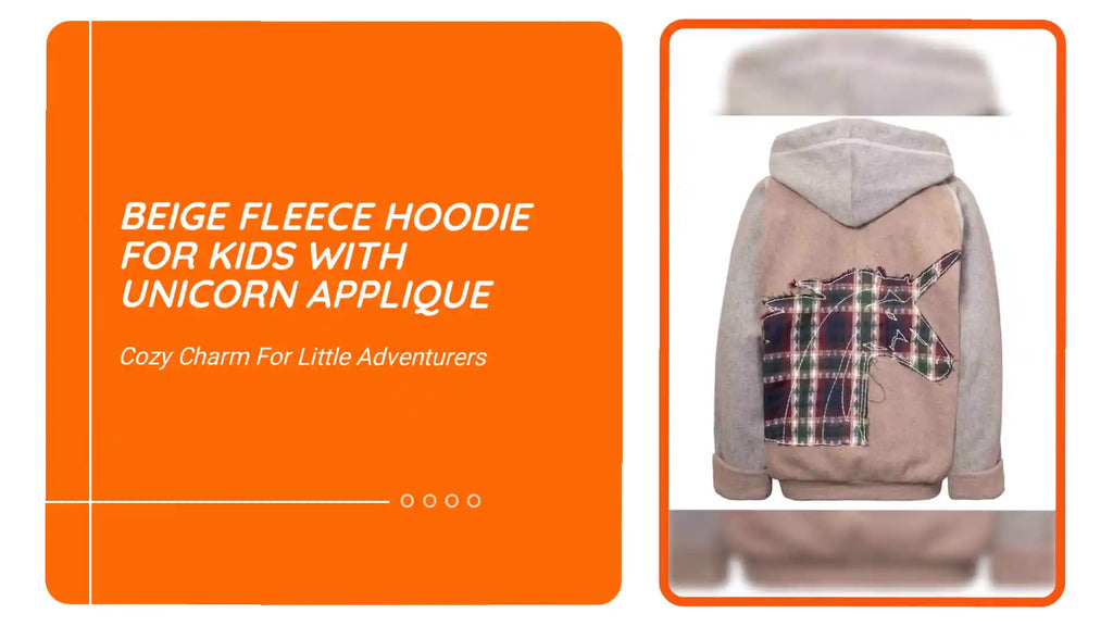 Beige Fleece Hoodie for Kids with Unicorn Applique by@Outfy