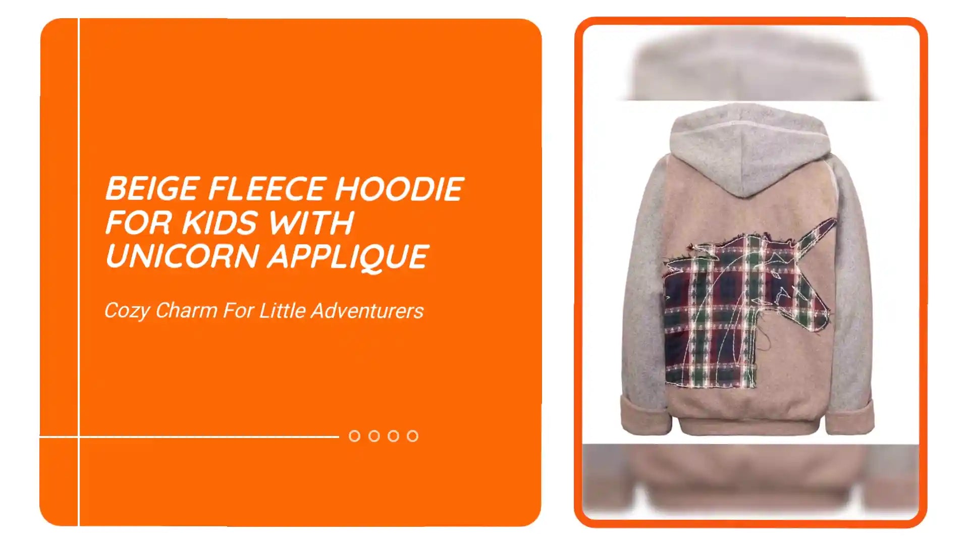 Beige Fleece Hoodie for Kids with Unicorn Applique by@Outfy