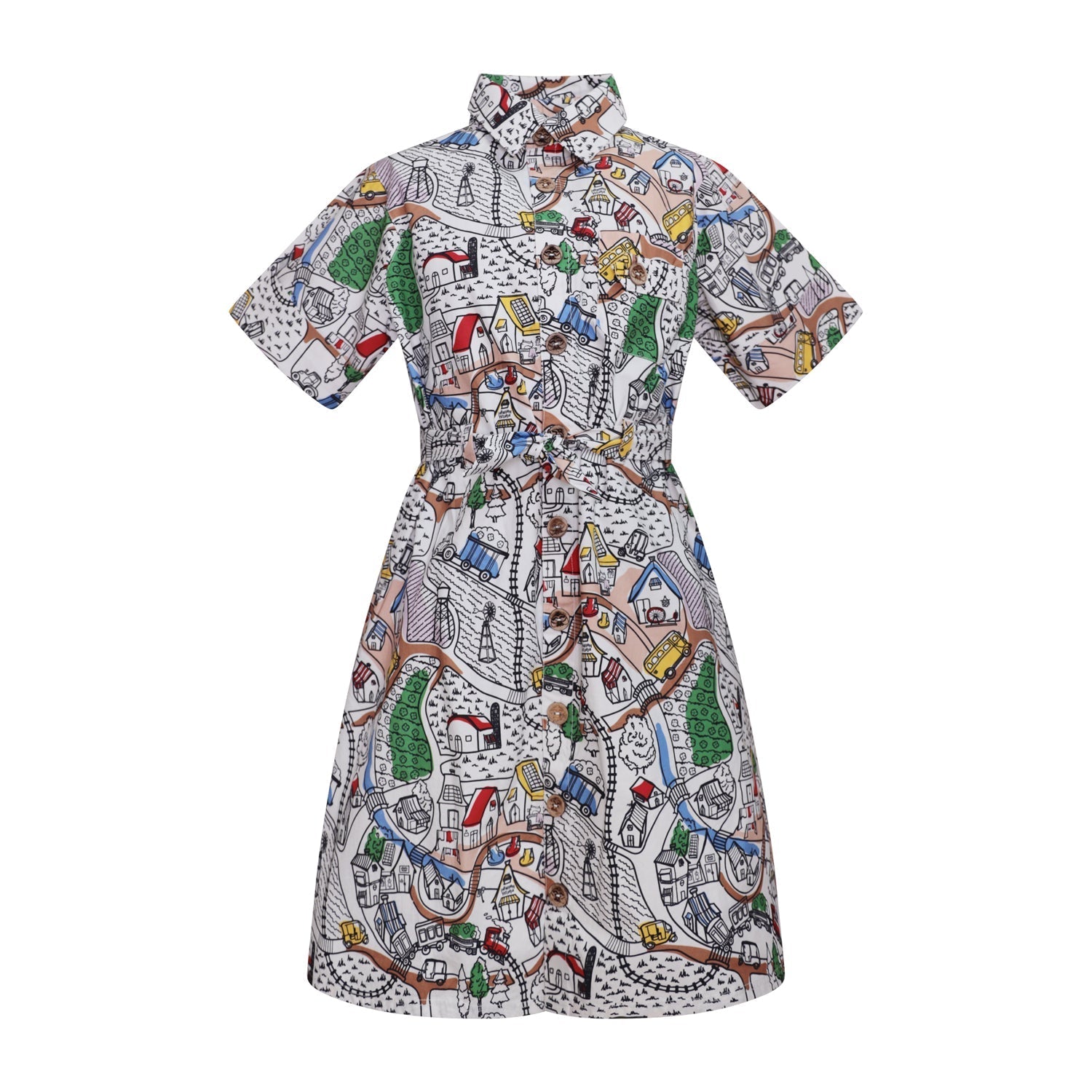 Village Print Girls Summer Dress - Cityz Atelier lumiere